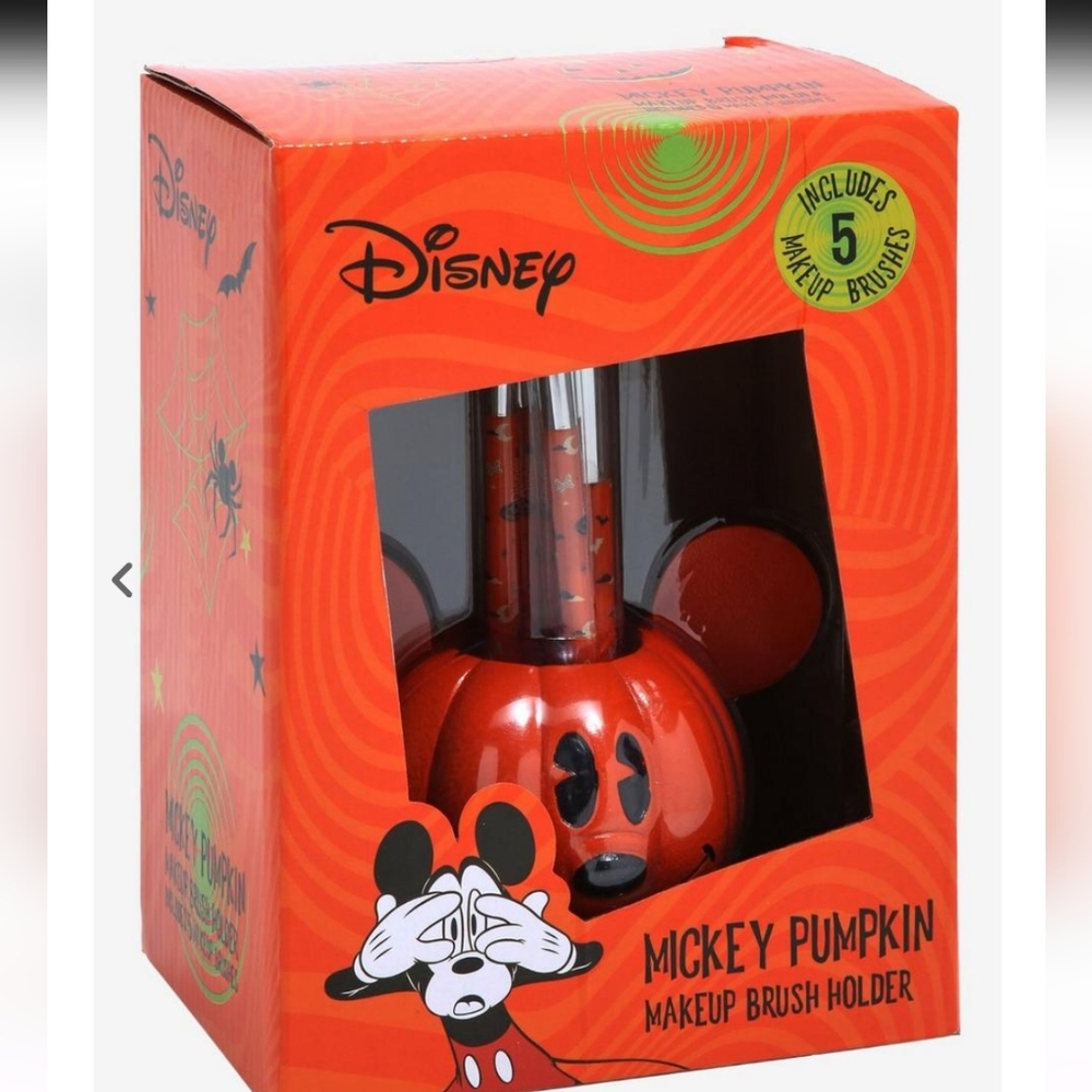 Disney Mickey Mouse Jack-O'Lantern Makeup Brush Set & Holder Box Lunch Exclusive